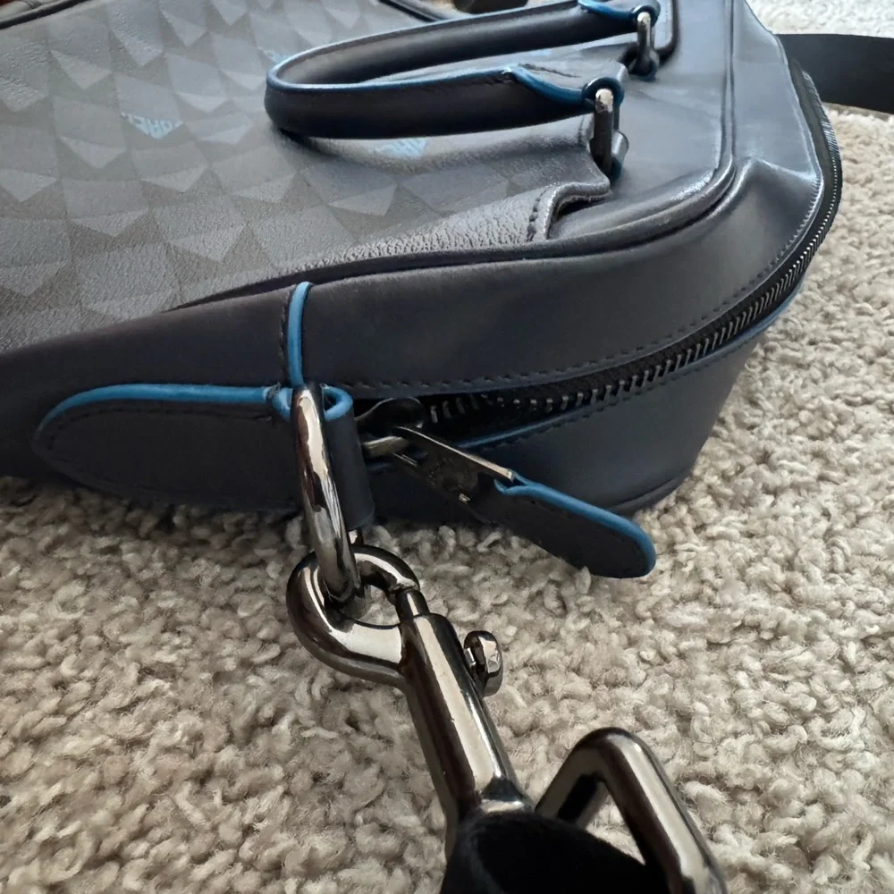 Coach Men's Black and Teal Triangle Briefcase